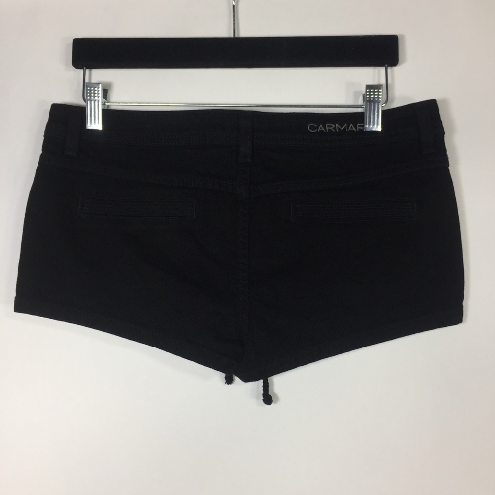 Carmar Black Lace-Up Denim Mini Low Rise Shorts Size 28 - Picture 6 of 8